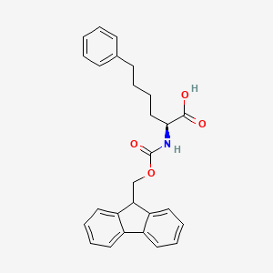 (S)-2-((((9H-Fluoren-9-yl)methoxy)carbonyl)amino)-6-phenylhexanoic acid chemical structure (CAS 2350732-99-7)