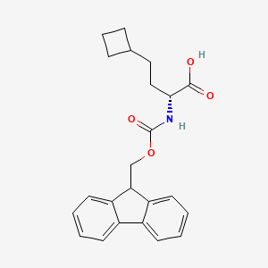 (R)-2-((((9H-Fluoren-9-yl)methoxy)carbonyl)amino)-4-cyclobutylbutanoic acid chemical structure (CAS 2350743-74-5)