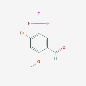 4-Bromo-2-methoxy-5-(trifluoromethyl)benzaldehyde chemical structure (CAS 2351862-91-2)