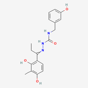2-(1-(2,4-Dihydroxy-3-methylphenyl)propylidene)-N-(3-hydroxybenzyl)hydrazine-1-carboxamide chemical structure (CAS 2351906-74-4)