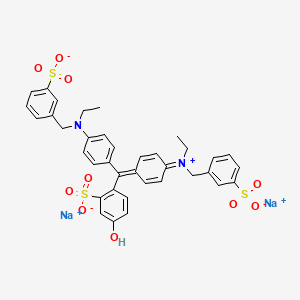 Sodium 2-((4-(ethyl(3-sulfonatobenzyl)amino)phenyl)(4-(ethyl(3-sulfonatobenzyl)iminio)cyclohexa-2,5-dien-1-ylidene)methyl)-5-hydroxybenzenesulfonate chemical structure (CAS 2353-45-9)