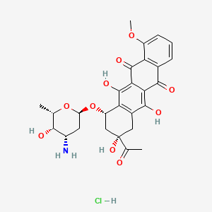 (8S,10S)-8-Acetyl-10-(((2R,4S,5S,6S)-4-amino-5-hydroxy-6-methyltetrahydro-2H-pyran-2-yl)oxy)-6,8,11-trihydroxy-1-methoxy-7,8,9,10-tetrahydrotetracene-5,12-dione hydrochloride chemical structure (CAS 23541-50-6)