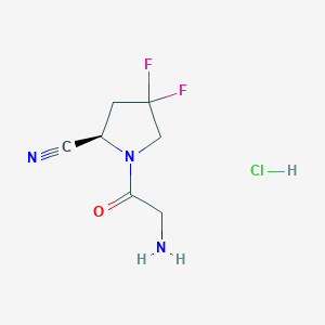 (R)-1-(2-Aminoacetyl)-4,4-difluoropyrrolidine-2-carbonitrile hydrochloride chemical structure (CAS 2355270-76-5)