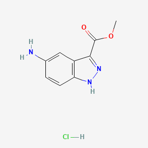 Methyl 5-amino-1H-indazole-3-carboxylate hydrochloride chemical structure (CAS 2355385-26-9)