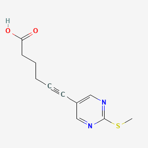 6-(2-(Methylthio)pyrimidin-5-yl)hex-5-ynoic acid chemical structure (CAS 2356229-56-4)