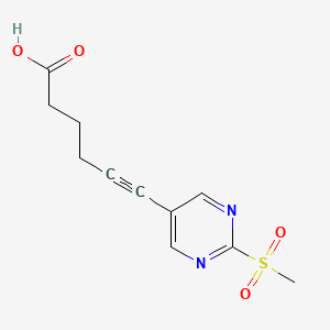 6-(2-(Methylsulfonyl)pyrimidin-5-yl)hex-5-ynoic acid chemical structure (CAS 2356229-58-6)