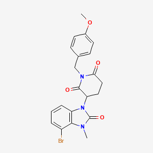 3-(4-Bromo-3-methyl-2-oxo-2,3-dihydro-1H-benzo[d]imidazol-1-yl)-1-(4-methoxybenzyl)piperidine-2,6-dione chemical structure (CAS 2357109-91-0)