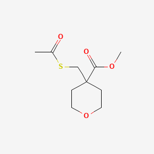 Methyl 4-((acetylthio)methyl)tetrahydro-2H-pyran-4-carboxylate chemical structure (CAS 235753-82-9)