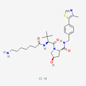 (2S,4R)-1-((S)-2-(7-Aminoheptanamido)-3,3-dimethylbutanoyl)-4-hydroxy-N-(4-(4-methylthiazol-5-yl)benzyl)pyrrolidine-2-carboxamide hydrochloride chemical structure (CAS 2360522-76-3)