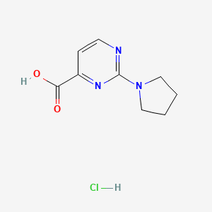 2-(Pyrrolidin-1-yl)pyrimidine-4-carboxylic acid hydrochloride chemical structure (CAS 2361643-61-8)