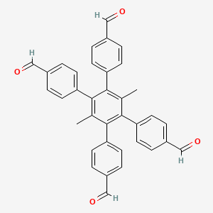 4',5'-Bis(4-formylphenyl)-3',6'-dimethyl-[1,1':2',1''-terphenyl]-4,4''-dicarbaldehyde chemical structure (CAS 2363716-37-2)