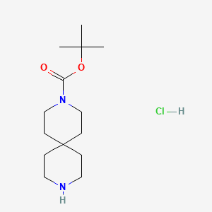 tert-Butyl 3,9-diazaspiro[5.5]undecane-3-carboxylate hydrochloride chemical structure (CAS 236406-47-6)