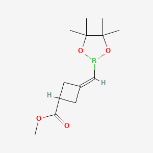 Methyl 3-((4,4,5,5-tetramethyl-1,3,2-dioxaborolan-2-yl)methylene)cyclobutane-1-carboxylate chemical structure (CAS 2365173-42-6)