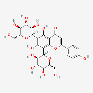 5,7-Dihydroxy-2-(4-hydroxyphenyl)-6,8-bis((2S,3R,4R,5S,6R)-3,4,5-trihydroxy-6-(hydroxymethyl)tetrahydro-2H-pyran-2-yl)-4H-chromen-4-one chemical structure (CAS 23666-13-9)
