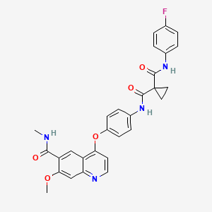 N-(4-Fluorophenyl)-N-(4-((7-methoxy-6-(methylcarbamoyl)quinolin-4-yl)oxy)phenyl)cyclopropane-1,1-dicarboxamide chemical structure (CAS 2367004-54-2)