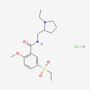 N-((1-Ethylpyrrolidin-2-yl)methyl)-5-(ethylsulfonyl)-2-methoxybenzamide hydrochloride chemical structure (CAS 23694-17-9)