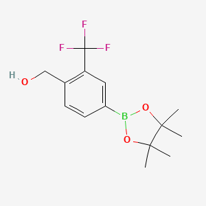 (4-(4,4,5,5-Tetramethyl-1,3,2-dioxaborolan-2-yl)-2-(trifluoromethyl)phenyl)methanol chemical structure (CAS 2370026-77-8)