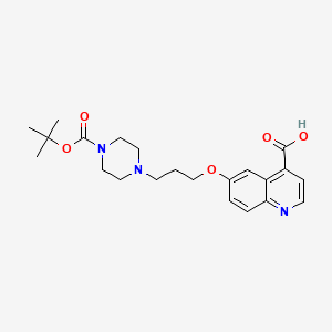 6-(3-(4-(tert-Butoxycarbonyl)piperazin-1-yl)propoxy)quinoline-4-carboxylic acid chemical structure (CAS 2370952-96-6)