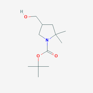 tert-Butyl 4-(hydroxymethyl)-2,2-dimethylpyrrolidine-1-carboxylate chemical structure (CAS 2374131-18-5)