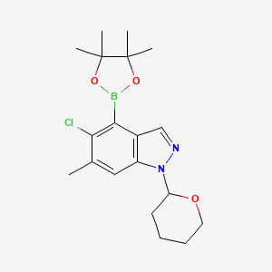 5-Chloro-6-methyl-1-(tetrahydro-2H-pyran-2-yl)-4-(4,4,5,5-tetramethyl-1,3,2-dioxaborolan-2-yl)-1H-indazole chemical structure (CAS 2374152-77-7)