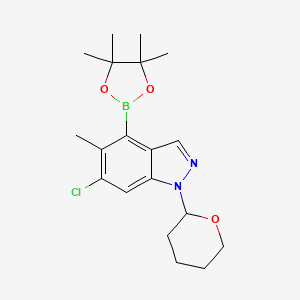 6-Chloro-5-methyl-1-(tetrahydro-2H-pyran-2-yl)-4-(4,4,5,5-tetramethyl-1,3,2-dioxaborolan-2-yl)-1H-indazole chemical structure (CAS 2374152-83-5)