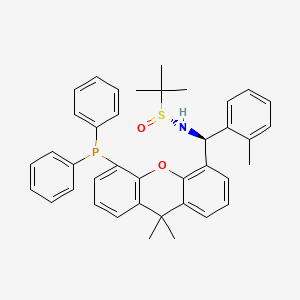(R)-N-((S)-(5-(Diphenylphosphanyl)-9,9-dimethyl-9H-xanthen-4-yl)(o-tolyl)methyl)-2-methylpropane-2-sulfinamide chemical structure (CAS 2374225-98-4)