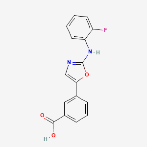 3-(2-((2-Fluorophenyl)amino)oxazol-5-yl)benzoic acid chemical structure (CAS 2375281-44-8)