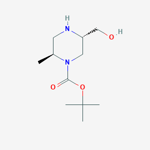 (2S,5S)-tert-Butyl 5-(hydroxymethyl)-2-methylpiperazine-1-carboxylate chemical structure (CAS 2375424-00-1)