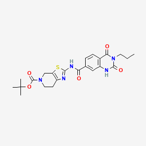 tert-Butyl 2-(2,4-dioxo-3-propyl-1,2,3,4-tetrahydroquinazoline-7-carboxamido)-6,7-dihydrothiazolo[5,4-c]pyridine-5(4H)-carboxylate chemical structure (CAS 2375541-73-2)