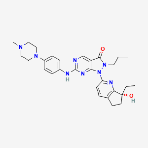 (R)-2-Allyl-1-(7-ethyl-7-hydroxy-6,7-dihydro-5H-cyclopenta[b]pyridin-2-yl)-6-((4-(4-methylpiperazin-1-yl)phenyl)amino)-1,2-dihydro-3H-pyrazolo[3,4-d]pyrimidin-3-one chemical structure (CAS 2376146-48-2)