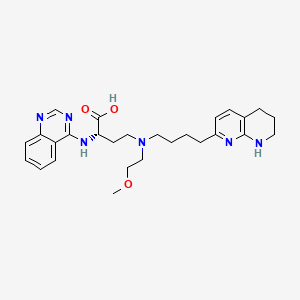 (S)-4-((2-Methoxyethyl)(4-(5,6,7,8-tetrahydro-1,8-naphthyridin-2-yl)butyl)amino)-2-(quinazolin-4-ylamino)butanoic acid chemical structure (CAS 2376257-44-0)