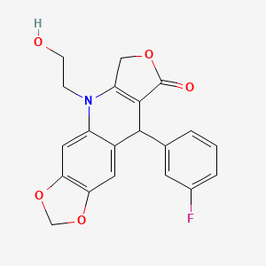 9-(3-Fluorophenyl)-5-(2-hydroxyethyl)-6,9-dihydro-[1,3]dioxolo[4,5-g]furo[3,4-b]quinolin-8(5H)-one chemical structure (CAS 2376580-08-2)