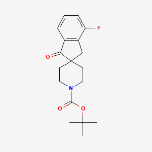 tert-Butyl 4-fluoro-1-oxo-1,3-dihydrospiro[indene-2,4'-piperidine]-1'-carboxylate chemical structure (CAS 2377354-94-2)