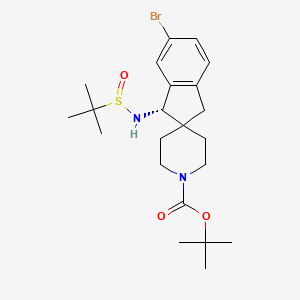 (1S)-tert-Butyl 6-bromo-1-(1,1-dimethylethylsulfinamido)-1,3-dihydrospiro[indene-2,4'-piperidine]-1'-carboxylate chemical structure (CAS 2377355-25-2)