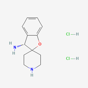 (R)-3H-Spiro[benzofuran-2,4'-piperidin]-3-amine dihydrochloride chemical structure (CAS 2377356-06-2)
