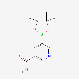 5-(4,4,5,5-Tetramethyl-1,3,2-dioxaborolan-2-yl)nicotinic acid chemical structure (CAS 2377606-46-5)