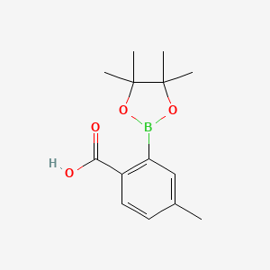 4-Methyl-2-(4,4,5,5-tetramethyl-1,3,2-dioxaborolan-2-yl)benzoic acid chemical structure (CAS 2377608-70-1)