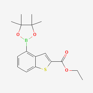 Ethyl 4-(4,4,5,5-tetramethyl-1,3,2-dioxaborolan-2-yl)benzo[b]thiophene-2-carboxylate chemical structure (CAS 2377609-47-5)