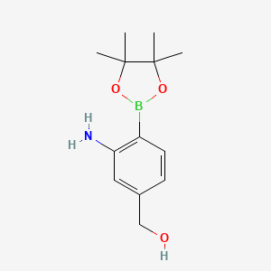 (3-Amino-4-(4,4,5,5-tetramethyl-1,3,2-dioxaborolan-2-yl)phenyl)methanol chemical structure (CAS 2377611-36-2)