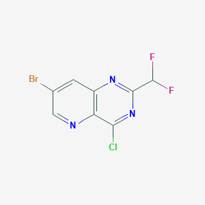 7-Bromo-4-chloro-2-(difluoromethyl)pyrido[3,2-d]pyrimidine chemical structure (CAS 2377656-18-1)