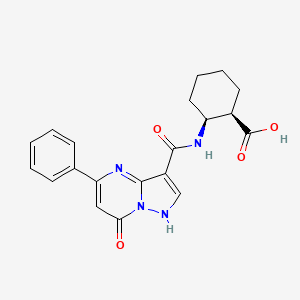 (1R,2S)-2-(7-Hydroxy-5-phenylpyrazolo[1,5-a]pyrimidine-3-carboxamido)cyclohexanecarboxylic acid chemical structure (CAS 2378173-15-8)