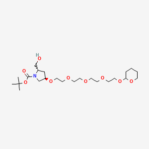 tert-Butyl (2S,4R)-2-(hydroxymethyl)-4-(2-(2-(2-(2-((tetrahydro-2H-pyran-2-yl)oxy)ethoxy)ethoxy)ethoxy)ethoxy)pyrrolidine-1-carboxylate chemical structure (CAS 2378261-80-2)