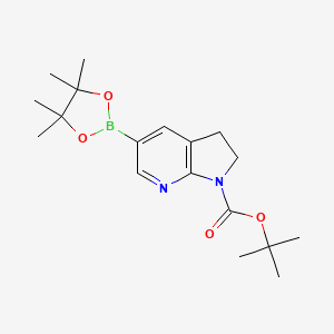 tert-Butyl 5-(4,4,5,5-tetramethyl-1,3,2-dioxaborolan-2-yl)-2,3-dihydro-1H-pyrrolo[2,3-b]pyridine-1-carboxylate chemical structure (CAS 2378821-30-6)