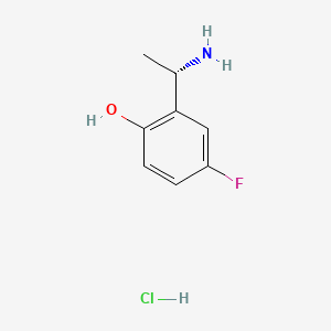 (S)-2-(1-Aminoethyl)-4-fluorophenol hydrochloride chemical structure (CAS 2379311-62-1)