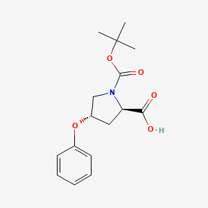 (2R,4S)-1-(tert-Butoxycarbonyl)-4-phenoxypyrrolidine-2-carboxylic acid chemical structure (CAS 2380783-50-4)