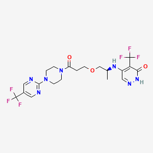 (S)-5-((1-(3-Oxo-3-(4-(5-(trifluoromethyl)pyrimidin-2-yl)piperazin-1-yl)propoxy)propan-2-yl)amino)-4-(trifluoromethyl)pyridazin-3(2H)-one chemical structure (CAS 2381037-82-5)