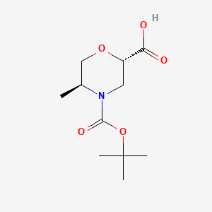 (2S,5S)-4-(tert-Butoxycarbonyl)-5-methylmorpholine-2-carboxylic acid chemical structure (CAS 2382336-51-6)