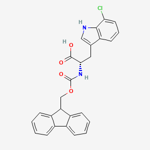 (S)-2-((((9H-Fluoren-9-yl)methoxy)carbonyl)amino)-3-(7-chloro-1H-indol-3-yl)propanoic acid chemical structure (CAS 2382374-53-8)