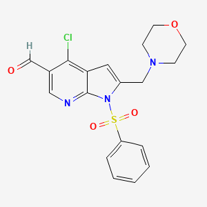 4-Chloro-2-(morpholinomethyl)-1-(phenylsulfonyl)-1H-pyrrolo[2,3-b]pyridine-5-carbaldehyde chemical structure (CAS 2382664-60-8)