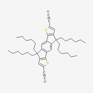 2,7-Diethynyl-4,4,9,9-tetrahexyl-4,9-dihydro-s-indaceno[1,2-b:5,6-b']dithiophene chemical structure (CAS 2383018-88-8)